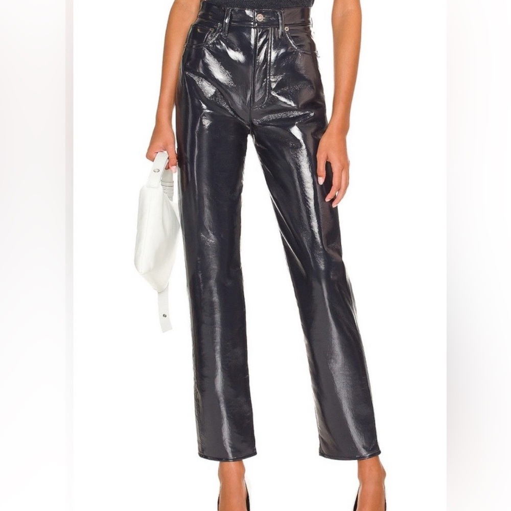 Agolde Glossy Black Straight Leg Pants